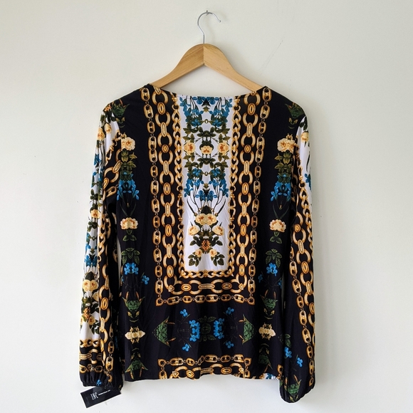 INC International Concepts Scarf Print Keyhole Blouse, M NWT - Picture 5 of 7